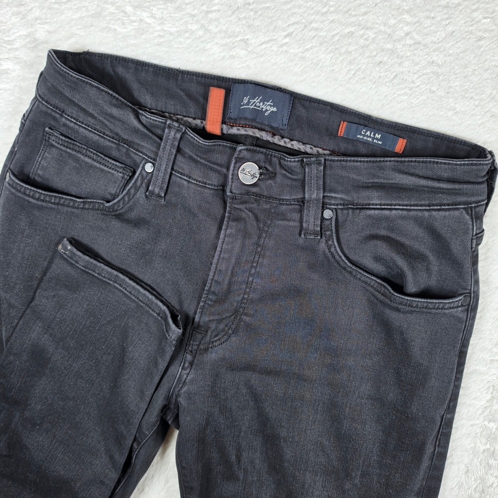 34 Heritage Calm Mens 32/30 Black Mid-Rise Slim Jeans H001018-34258 Stretch